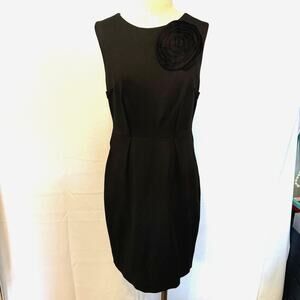 Trina Turk Romanced Dress in Black Sleeveless Sheath with Embellishment Size 8